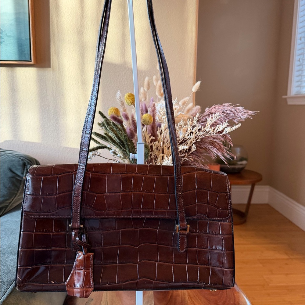 Vintage Fossil Croc embossed leather bag